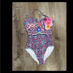 Large Maternity Floral Patterned One-Piece Swimsuit
